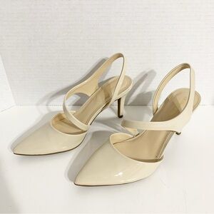 Liz Claiborne Toby Classic Patent Faux Leather Pointed Toe Slip On Heels Strap